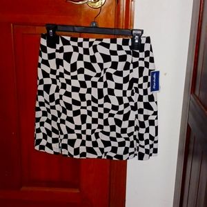 A Black and white, illusion mini skirt
